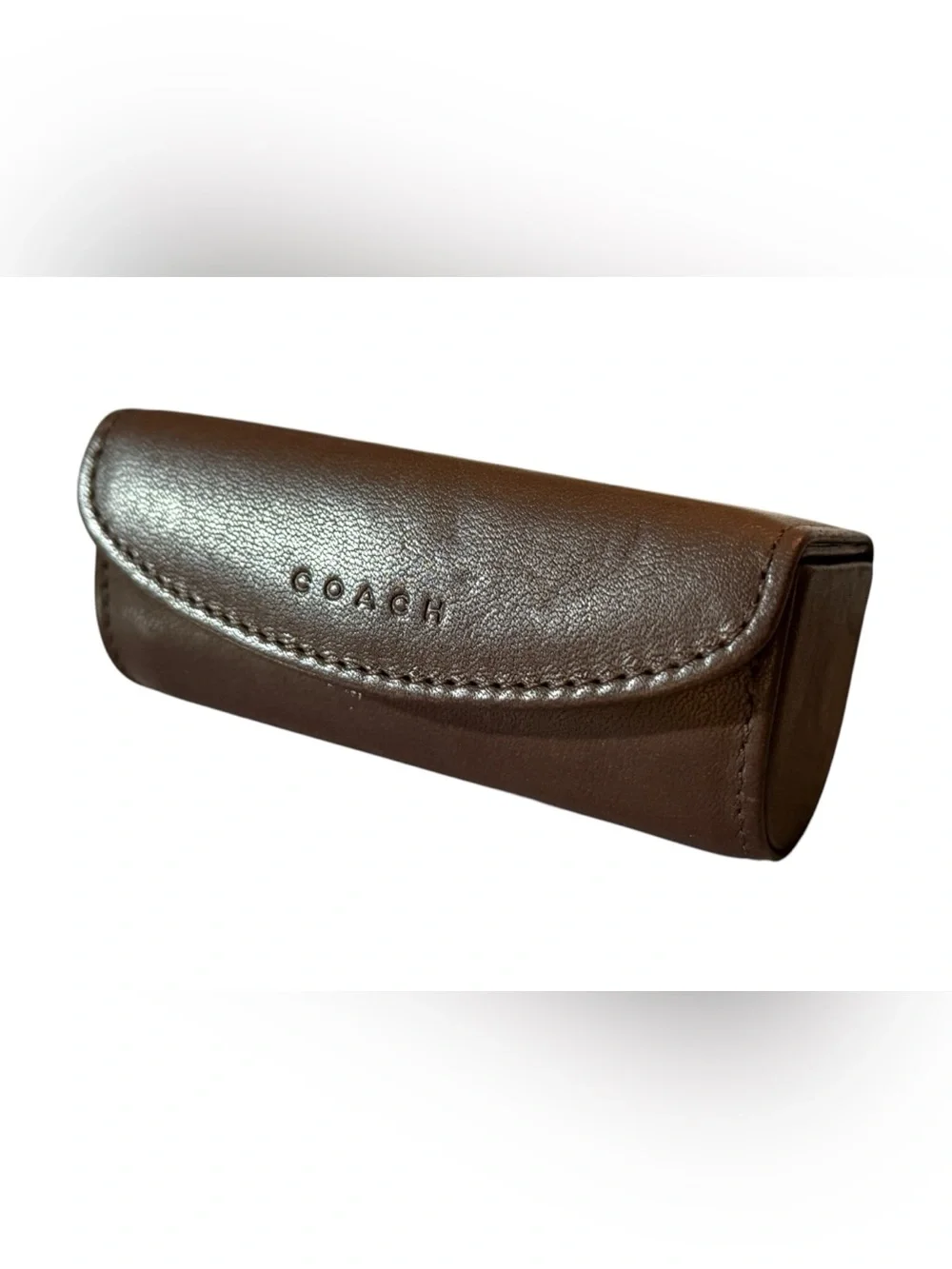 Vintage Coach Brown Leather Lipstick Case with Mirror